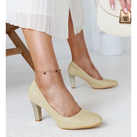 Zlatne sjajne salonke s kožnim uloškom Antibies zlatni 1