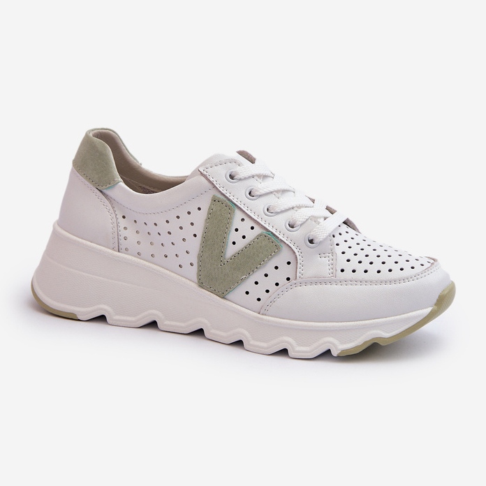 Vinceza Ženske kožne lagane sportske cipele bijele boje Eleonori bijela 1