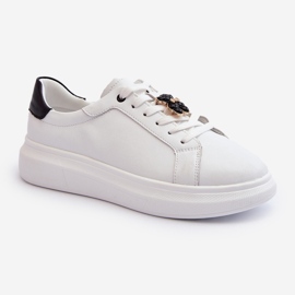Vinceza Ženske kožne tenisice s medvjedićem, bijele Mirven bijela 2