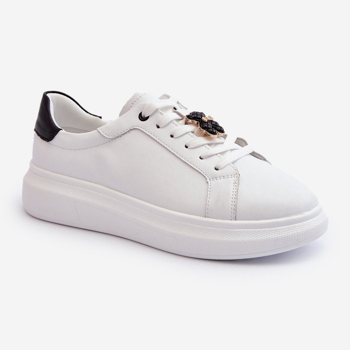 Vinceza Ženske kožne tenisice s medvjedićem, bijele Mirven bijela 2