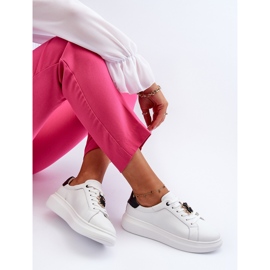 Vinceza Ženske kožne tenisice s medvjedićem, bijele Mirven bijela 1