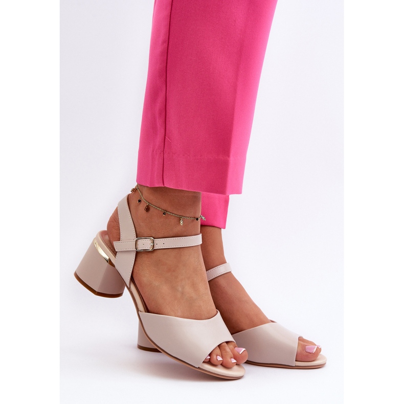 Ženske sandale na nisku petu od eko kože Sergio Leone SK876 svijetlo sive siva 2