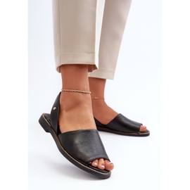 Zazoo Crne kožne natikače Lemar Alivia crna 2