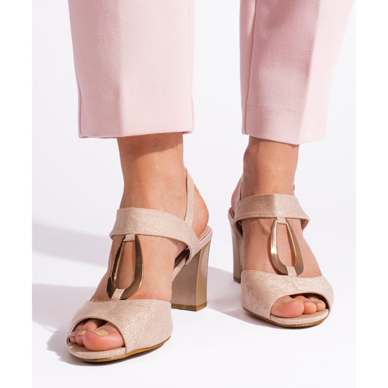 Goodin Ženske zlatne sandale na visoku petu zlatna 1