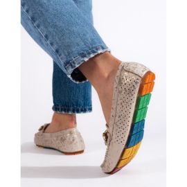 Goodin Zlatne ženske ažurne mokasine s kristalima zlatni 2