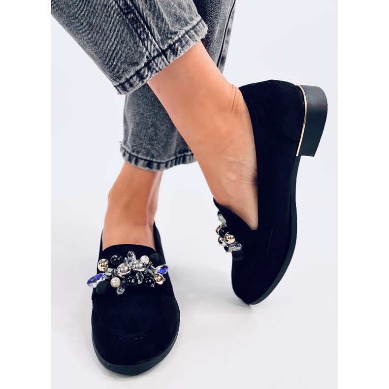 Anselme Crne mokasinke s kamenčićima crna 1