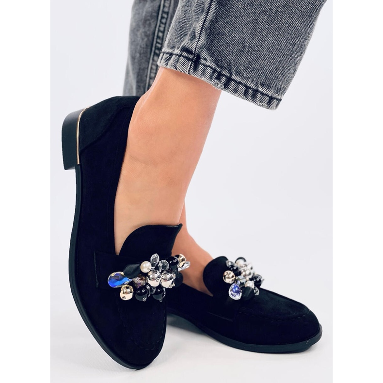 Anselme Crne mokasinke s kamenčićima crna 2