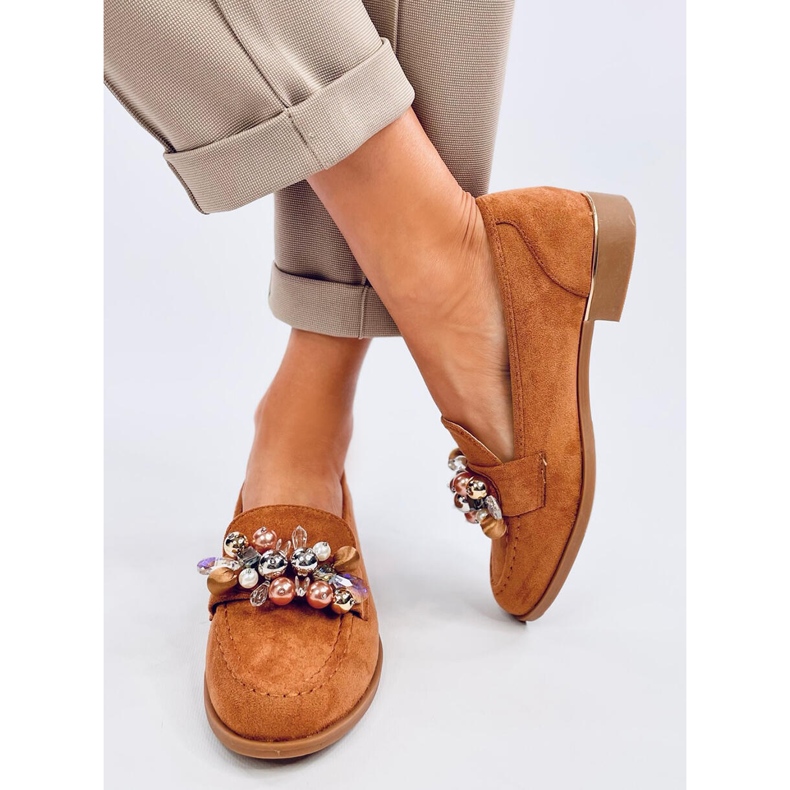 Anselme Camel mokasinke s kamenčićima smeđa 1