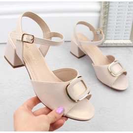 Ženske elegantne bež sandale na visoku petu Sergio Leone SK891 1