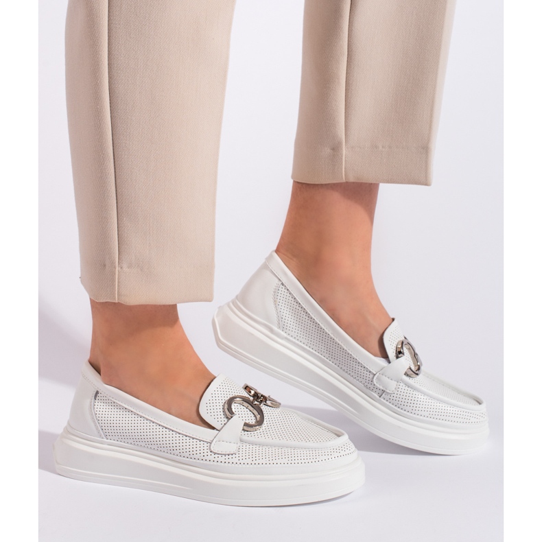 Goodin Ženske bijele ažurne mokasine bijela 1