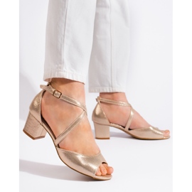 Goodin Ženske zlatne sandale na nisku petu zlatni 2