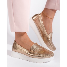 Goodin Ažur zlatne ženske mokasine na platformu zlatna 2