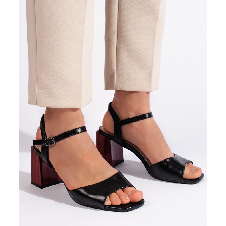 Goodin Elegantne crne ženske sandale na visoku petu crno 1