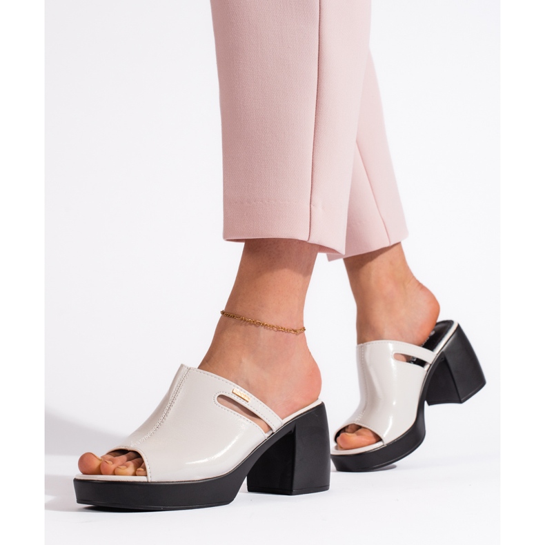 Goodin Bijele ženske japanke na visoku petu bijela 1