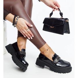 Crne natikače ukrašene Leceta cirkonima crna 1