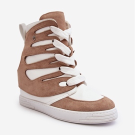 Bež kožne gležnjače na Wedge Amria 1