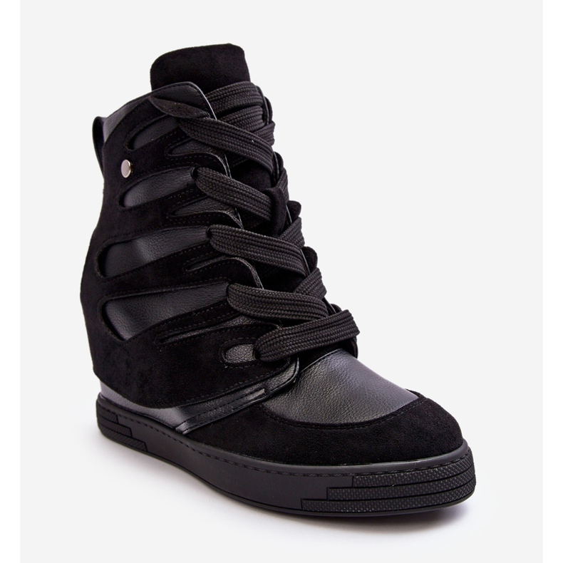 Kožne gležnjače na wedge, crna Amria 1