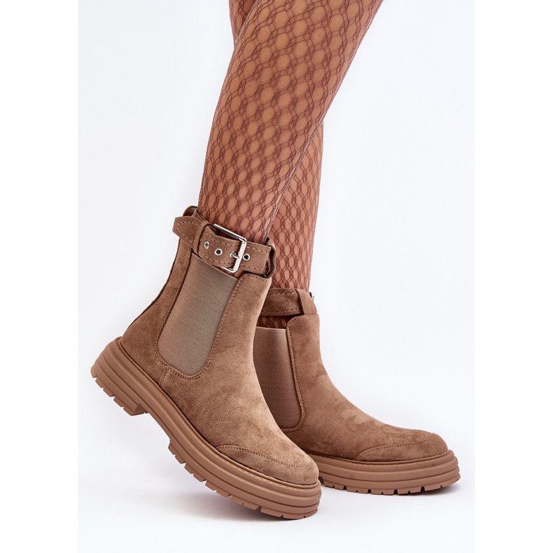 Chelsea čizme od brušene kože na masivnom potplatu, bež Ozaro 2