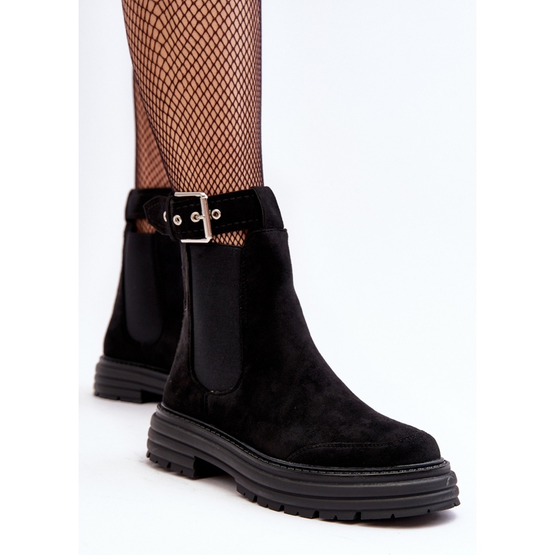 Chelsea čizme od brušene kože s masivnim potplatom, Black Ozaro crna 1