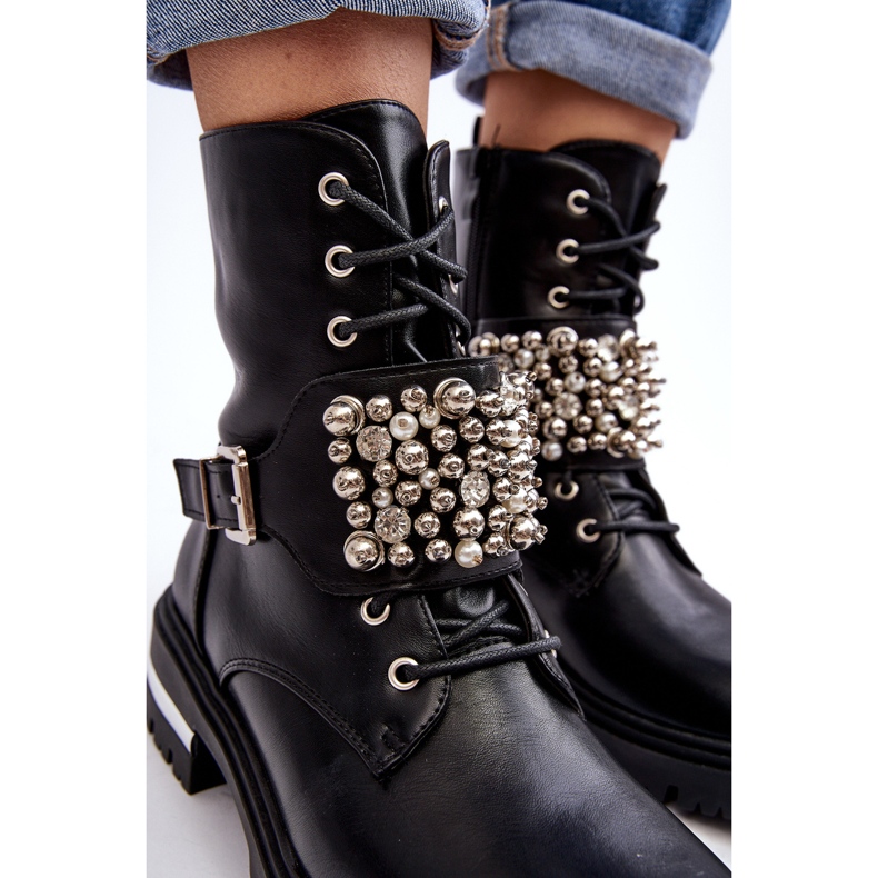 Ženske izolirane radne gležnjače ukrašene crnom lećom crna 1