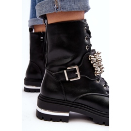 Ženske izolirane radne gležnjače ukrašene crnom lećom crna 2