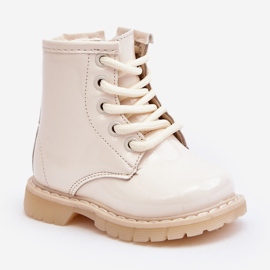 Dječje lakirane gležnjače s patentnim zatvaračem, Beige Tibbie bež 2