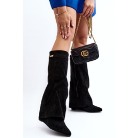 Crne Pattia ženske skrivene čizme na klin crno 2