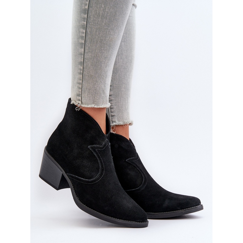 S.Barski Kaubojske čizme od brušene kože s patentnim zatvaračem D&amp;A SN622-29 crne crna 2