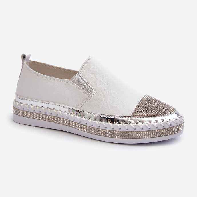 S.Barski Ženske kožne cipele na platformu Bijele D&amp;A LR370 bijela 1