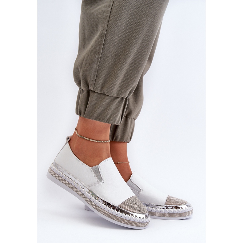 S.Barski Ženske kožne cipele na platformu Bijele D&amp;A LR370 bijela 2