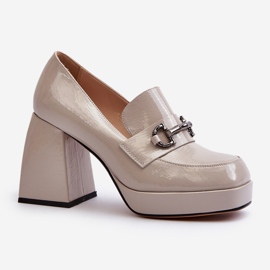 S.Barski Ženske lakirane cipele na visoku petu sive D&amp;A MR38-906 siva 2