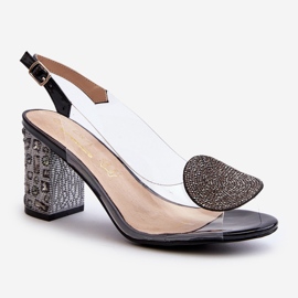 S.Barski Prozirne sandale na visoku petu crne D&amp;A MR38-812 crno 2