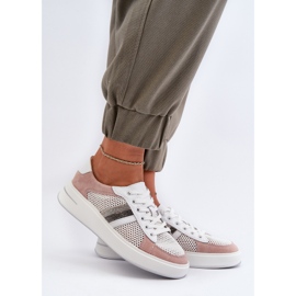 S.Barski D&amp;A ženske kožne tenisice LR110 bijele i ružičaste bijela 2