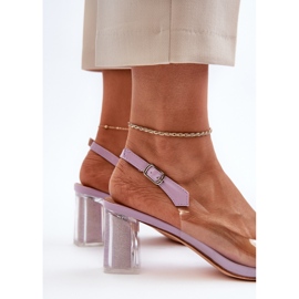 S.Barski Prozirne sandale na visoku petu s ljubičastim ukrasom D&amp;A MR38-454 ljubičasta 1