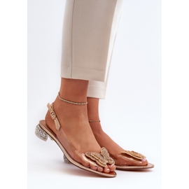 S.Barski Prozirne sandale na nisku petu s leptirom, zlatne D&amp;A MR38-388 zlatna 2