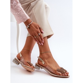 S.Barski Prozirne sandale na nisku petu s leptirom, ružičasto zlato D&amp;A MR38-388 ružičasta 1