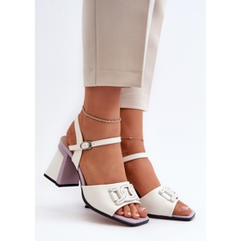 S.Barski Elegantne sandale na visoku petu s ukrasom, bijele D&amp;A MR38-156 bijela 2