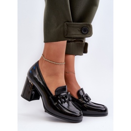 S.Barski Ženske cipele na visoku petu, lakirane crne D&amp;A MR38-973 crna 2