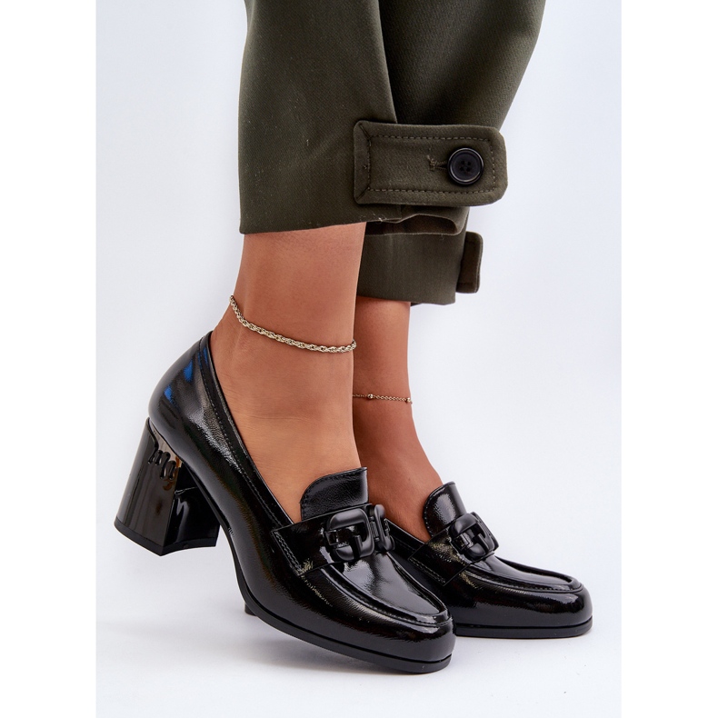 S.Barski Ženske cipele na visoku petu, lakirane crne D&amp;A MR38-973 crna 2