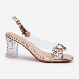 S.Barski Elegantne sandale na visoku petu sa zlatnim ukrasima D&amp;A MR38-444 zlatna 2