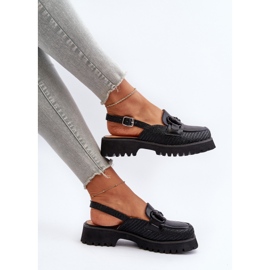 S.Barski Ženske sandale na ravnu petu s ukrasom crne D&amp;A MR38-656 crno 1