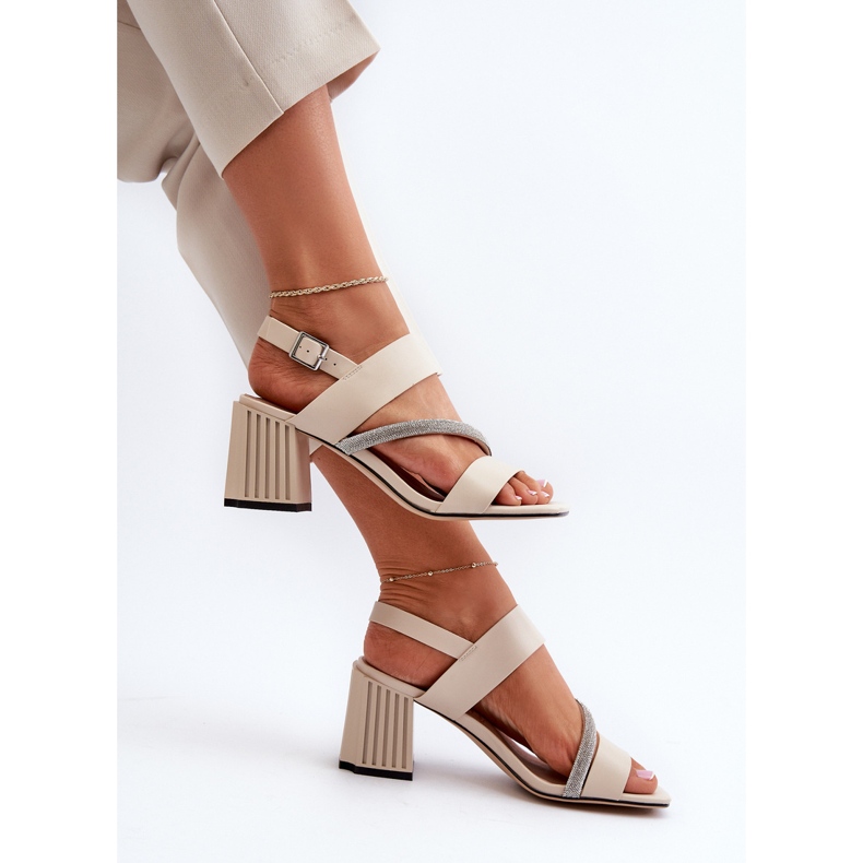 S.Barski Elegantne ženske sandale na visoku petu bež D&amp;A MR38-549 1