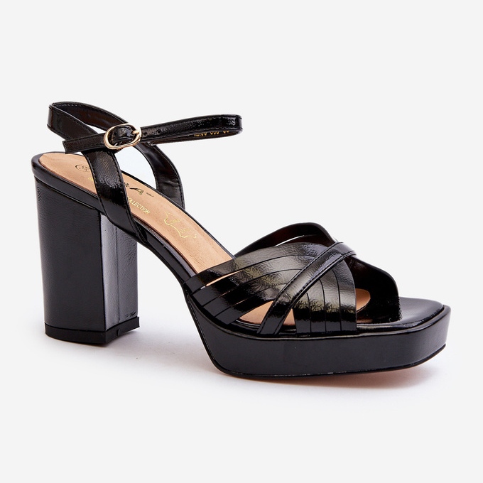 S.Barski Lakirane ženske sandale na visoku petu crne D&amp;A MR38-668 crna 1