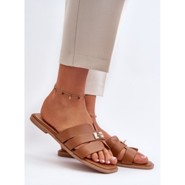 Ženske ravne japanke s Camel Kavinia ukrasom smeđa 2