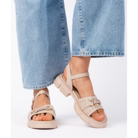 Goodin Ženske kožne sandale bež boje 2