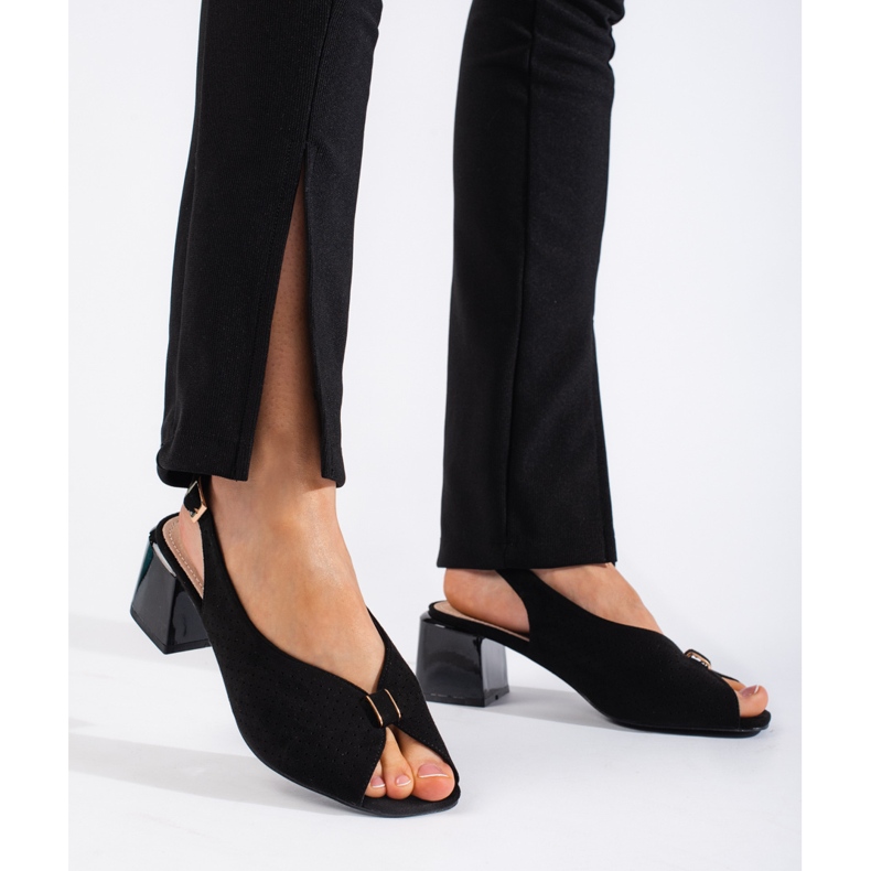 Goodin Elegantne crne sandale na visoku petu crno 1