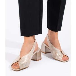 Goodin Elegantne zlatne sandale na visoku petu zlatna 2