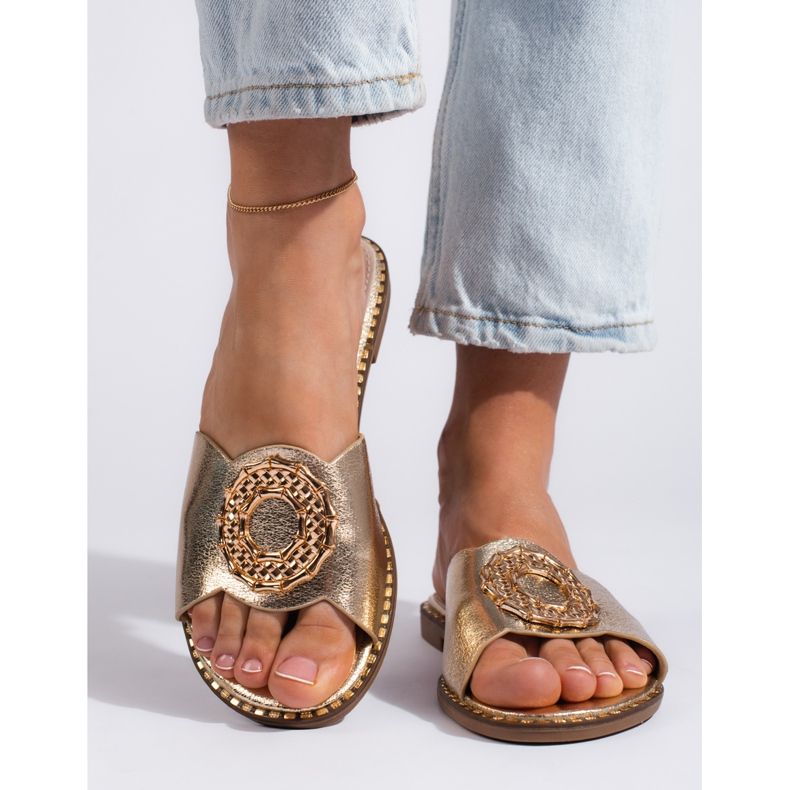 Goodin Ženske zlatne papuče zlatna 1