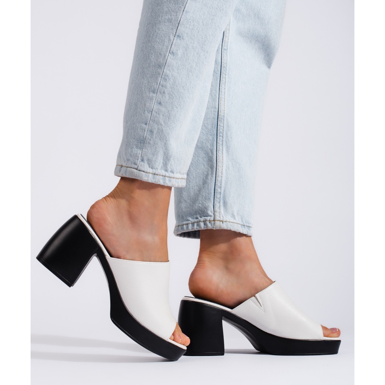 Goodin Bijele ženske japanke na visoku petu bijela 2