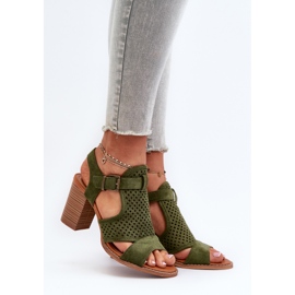 Ažur sandale na visoku petu tamno zelene Hej ljubavnice zelena 2